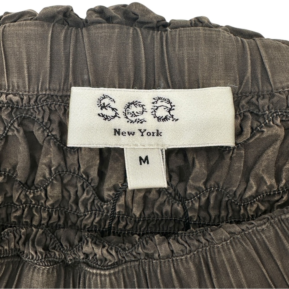 NWT Sea New York Juni Garment Dye Brown Smocked Bodice Off Shoulder Midi Dress - Picture 11 of 15